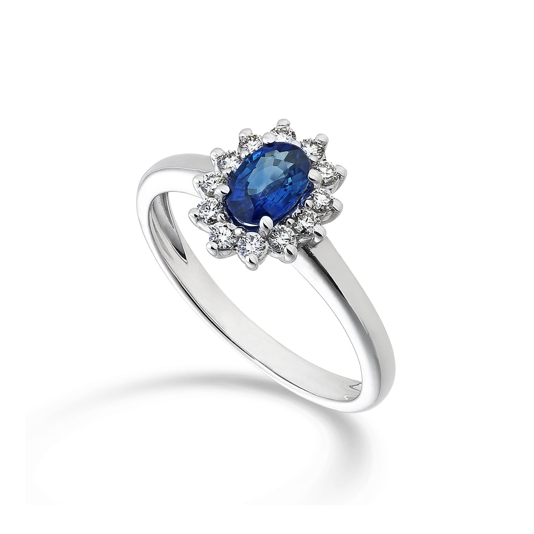 Nihama an 18k oval sapphire 6x4 ct.0.40 diam. 0.23 ct NA5093O4ZFD