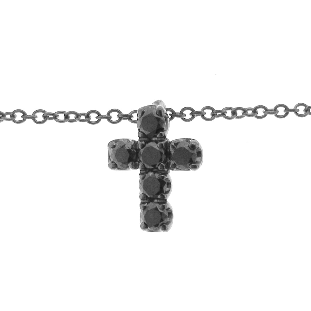 Golay small cross necklace in black diamonds CFP3140N