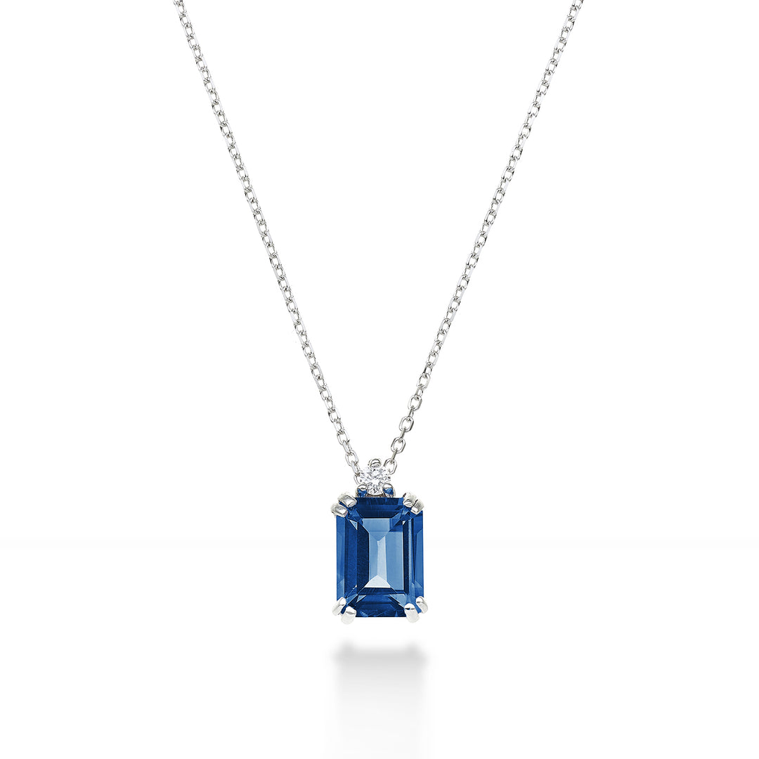Mikiko cl 18k octagonal London blue topaz 7x5 ct.1,20 diam. ct.0,025 MPCL090DITPBL2O4