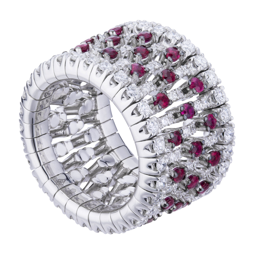 Golay wide elastic ring with diamonds and rubies ATE009DIRU-20030110241