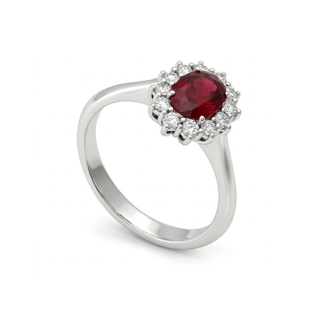 Golay 7x5 oval ruby ring with outline ACL002WDIRU-16208110014