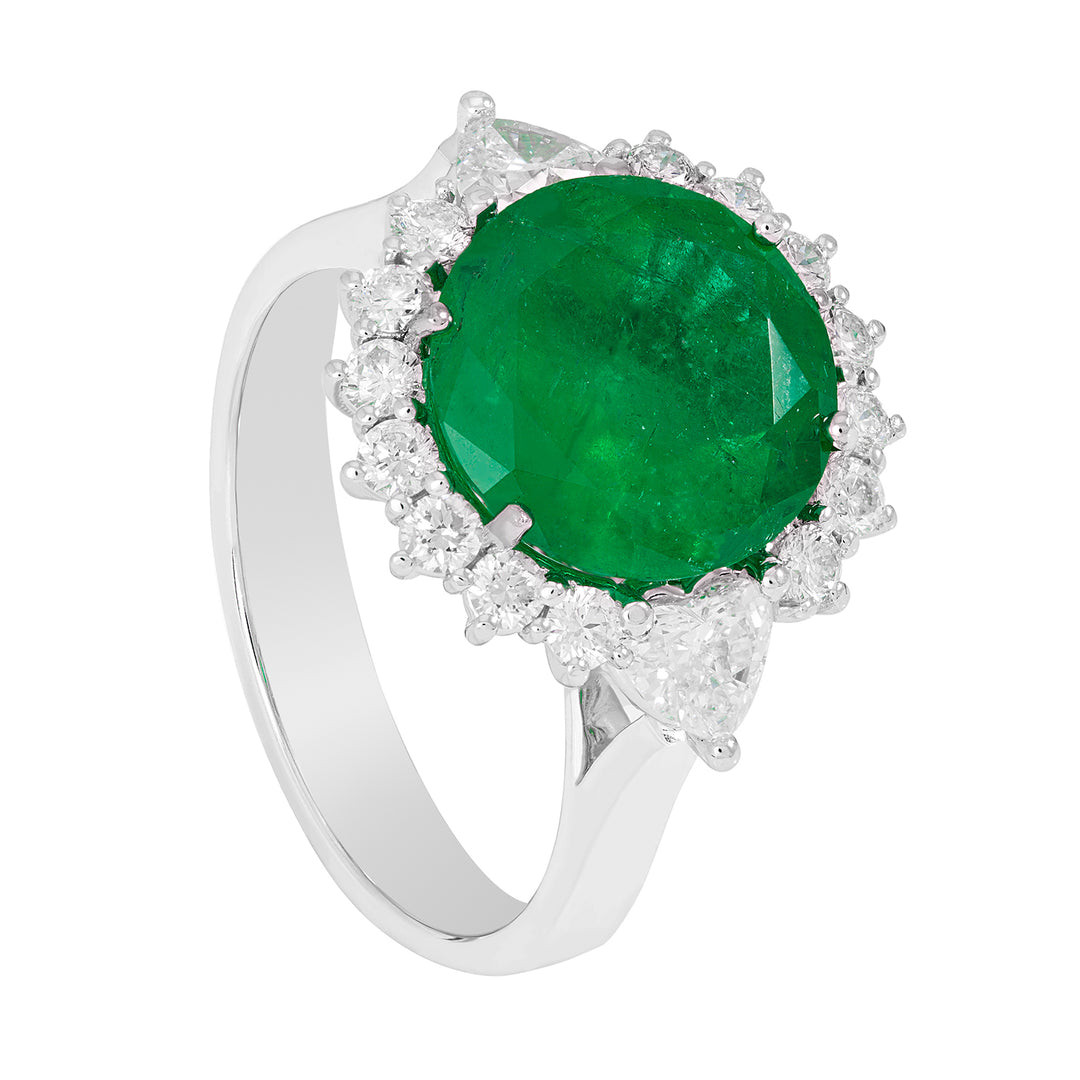 Golay ring with 3.57 ct emerald outline and later hearts APU177DISM-17199110021