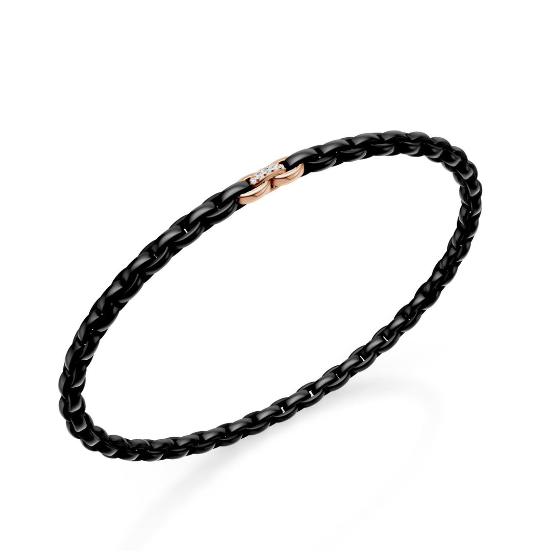 Golay black titanium bracelet, with three 18k rose gold inserts, of which only the central one is set with diamonds, oval link, 18cm GBR034E3AO3DINE-180