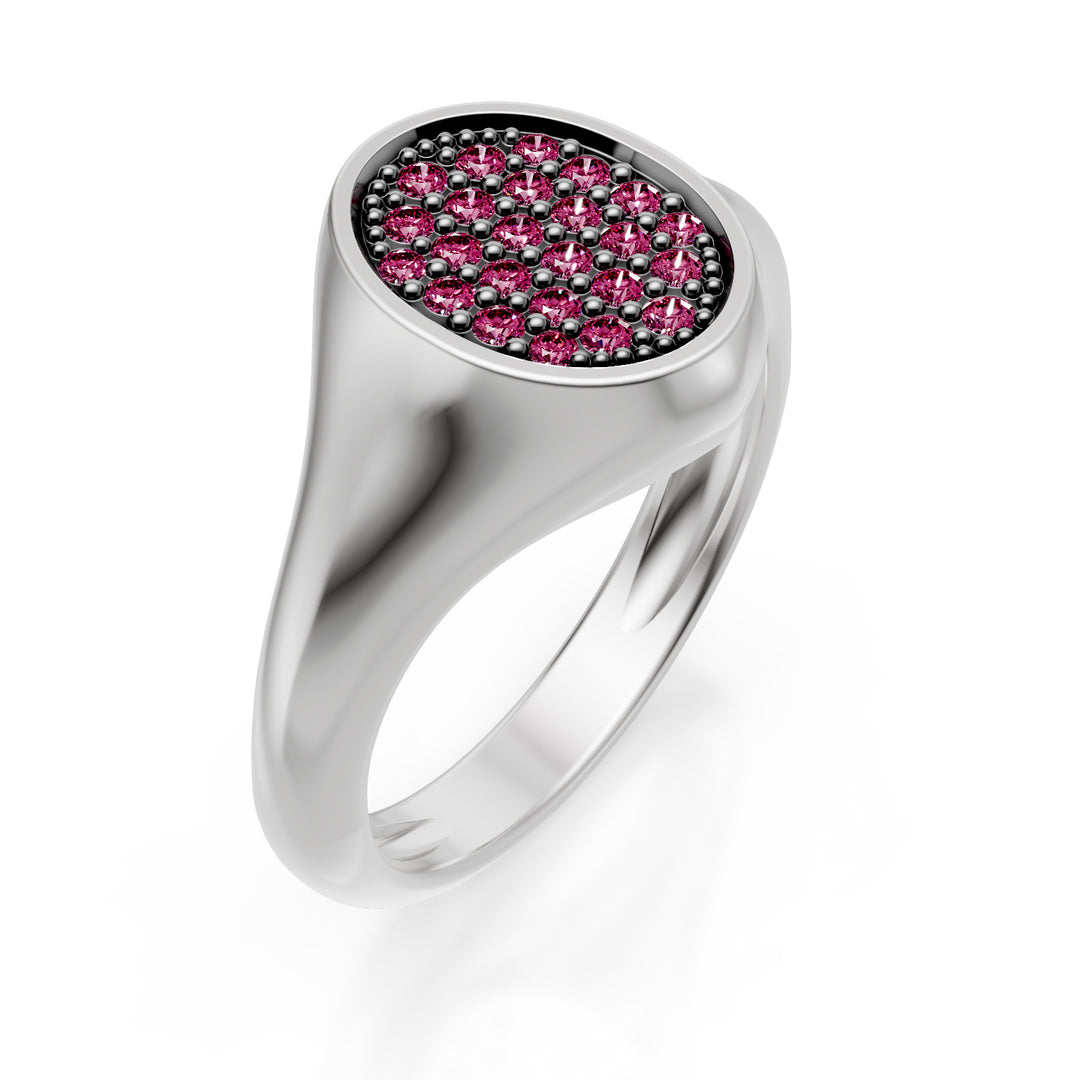 World Diamond Group oval pinky ring size 10 with z.pink white gold ACH002ZPB