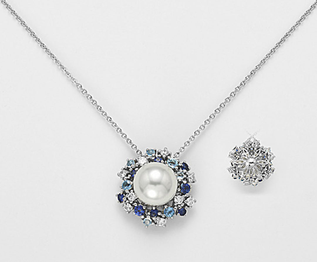 Nihama cl 18k sspw 10/11 ct.0.35 blue sapphires and blue topaz urri ct.0.88 ND0902O4SABI100