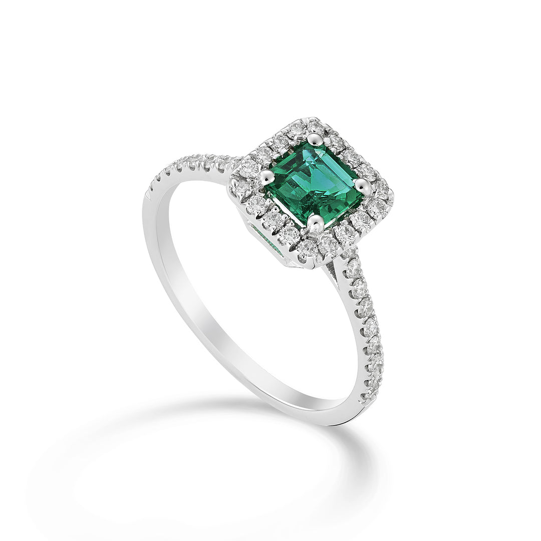 Golay octagonal emerald ring 5x5 diamond outline AEC001DISM-22322110011
