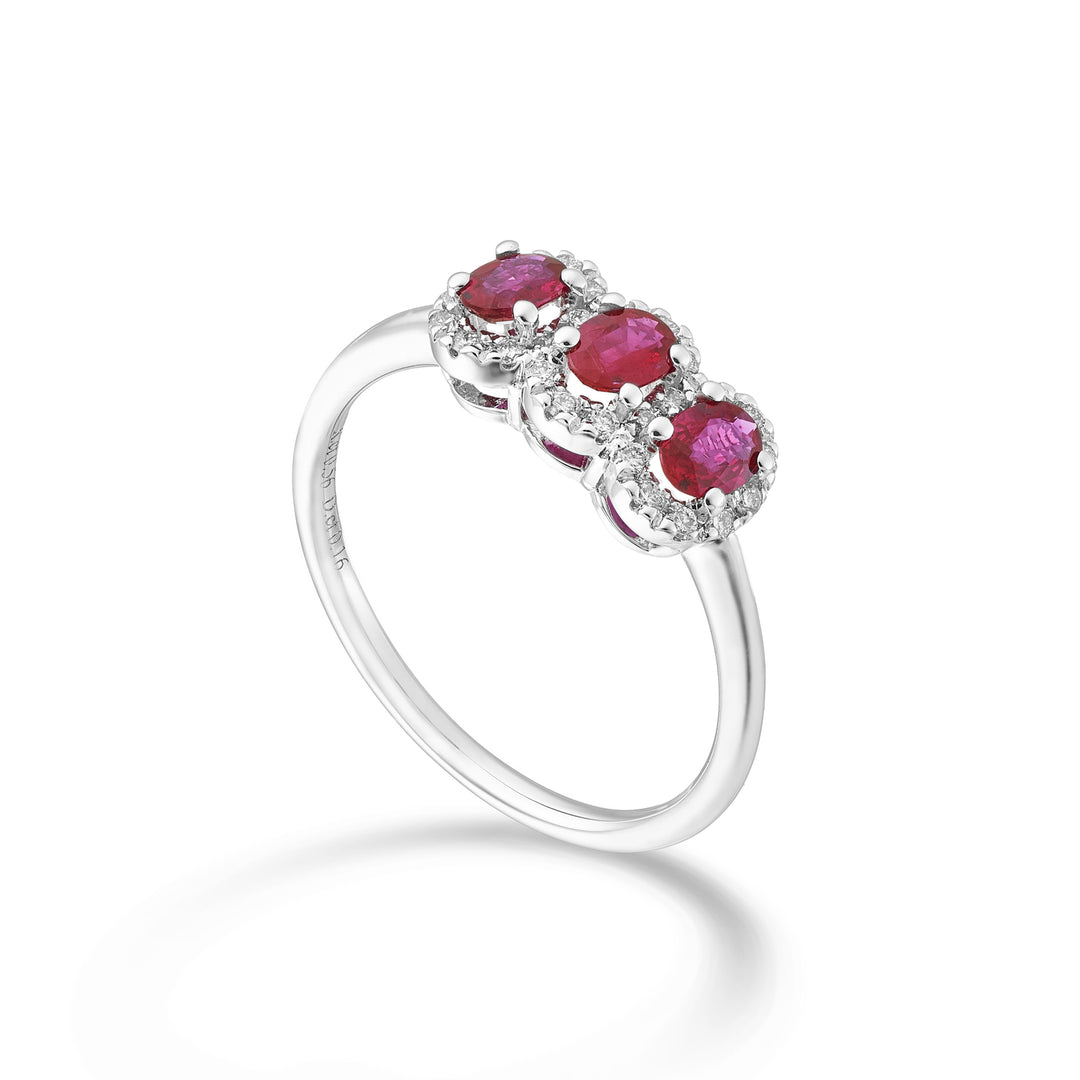 Nihama an 18k oval trilogy ruby ​​4x3 ct. 0.60 diam. ct.0,16 NA5194O4RBC43