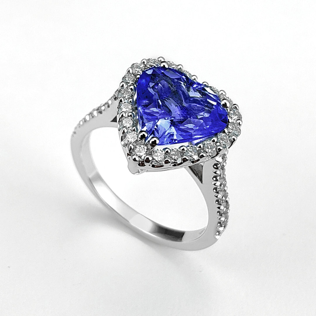 Golay heart tanzanite ring size. 10x10 and diamonds ACLC060DITZ1010-24115110014