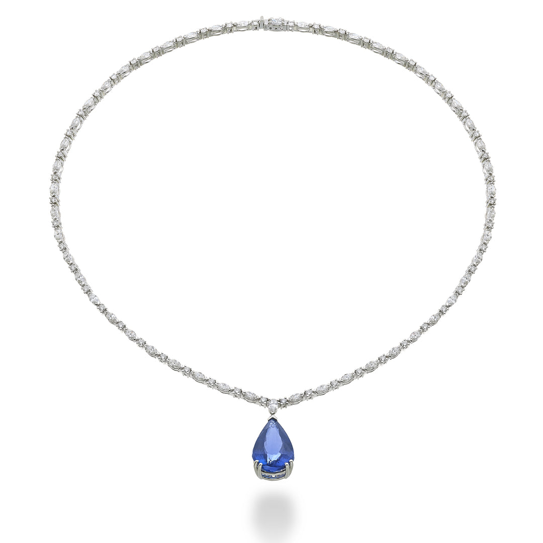 World Diamond Group tanz drop necklace 20x13, ps+mr+round diamonds GPU502DTZ-25281110094
