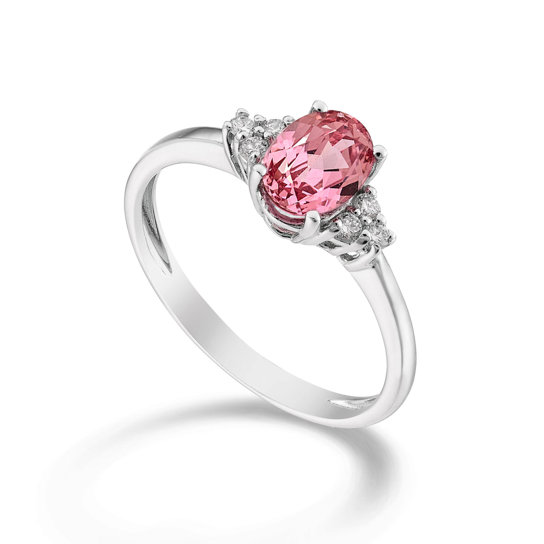 Nihama an 18k oval pink sapphire 7x5 ct.0.80 dia ct.0.09 NA5112O4ZFRP