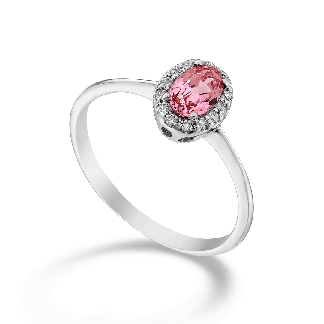 Mikiko an 18k oval pink sapphire 6x4 ct.0.60 dia ct.0.09 MA5115O4ZFRP
