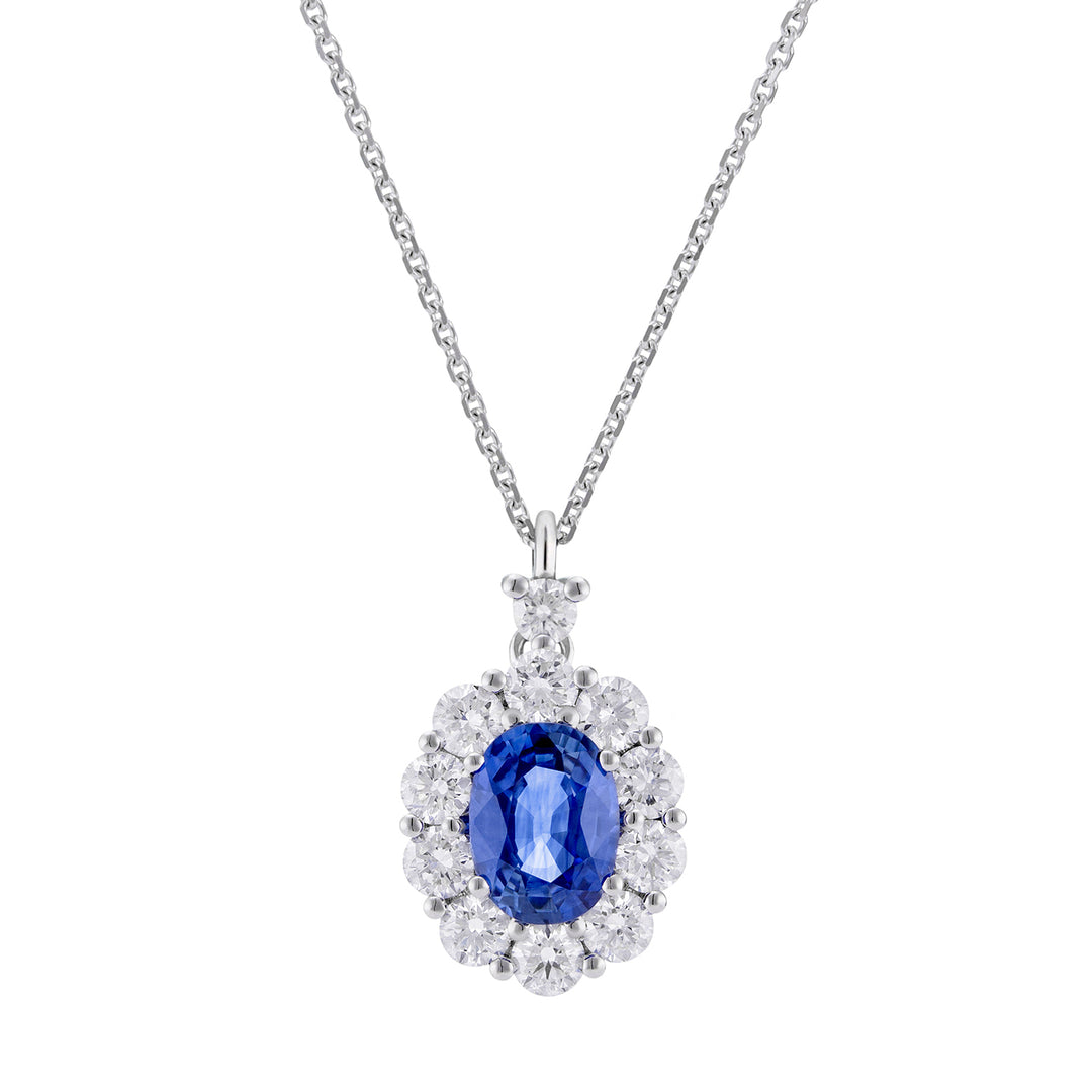 Golay oval sapphire necklace 7x5 and diamond outline PCL045DIZB1-22158110119