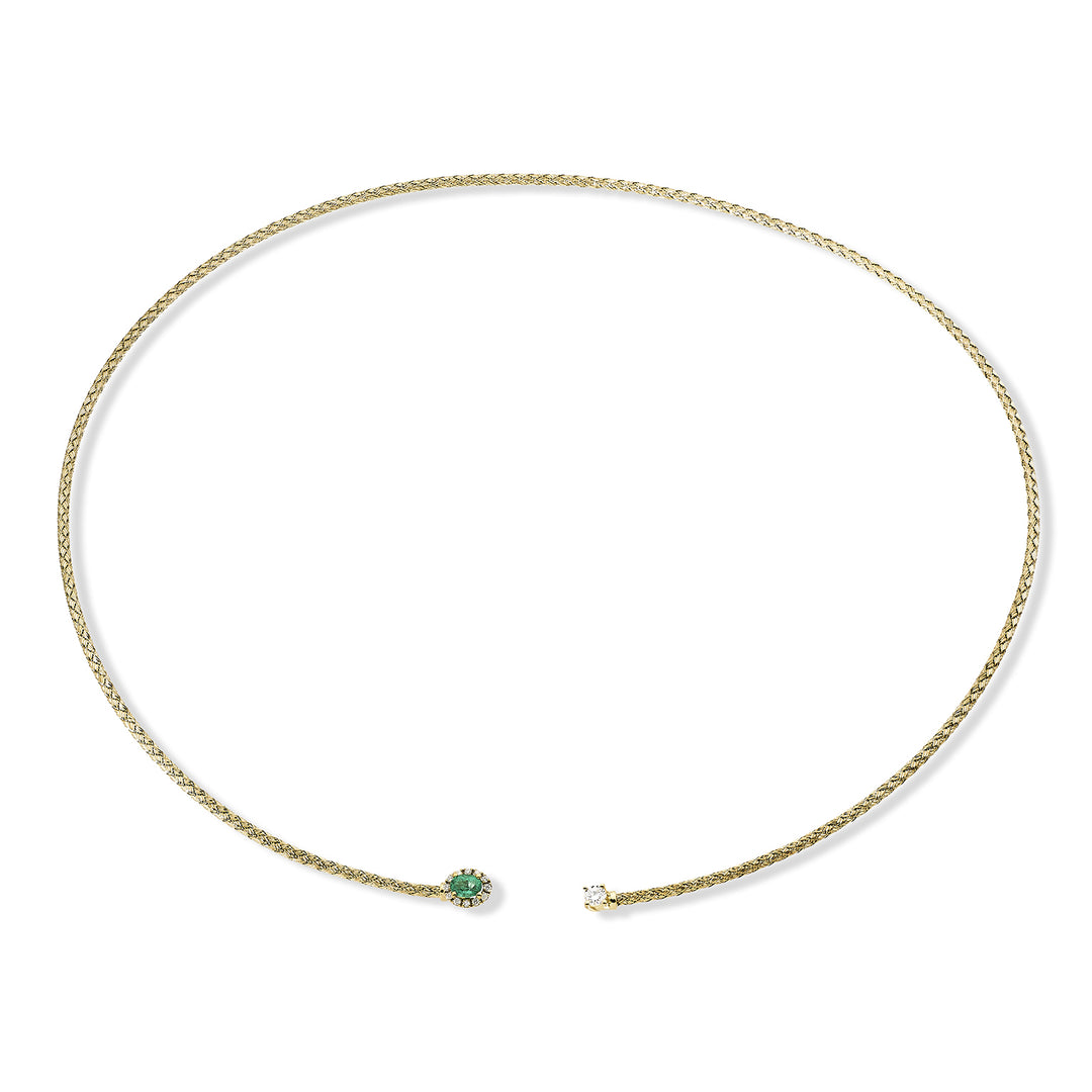World Diamond Group cl 18k oval natural emerald mesh 4x3 ct.0.16 diam. 0.13 ct yellow gold GDMAGLIA03DISMO1