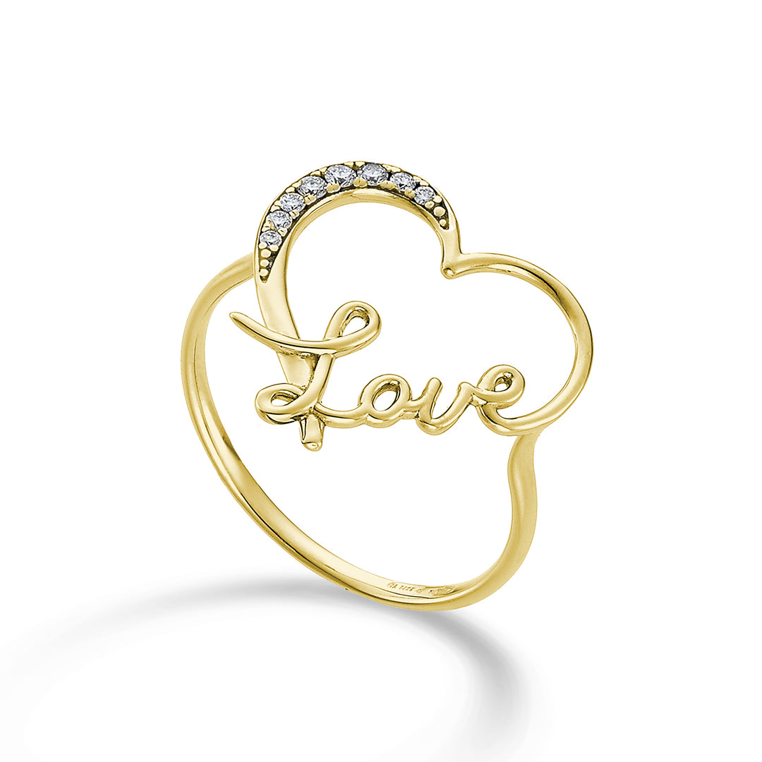 Nihama an 18k large love heart yellow gold diam. ct.0.07 NA5138O1BR007