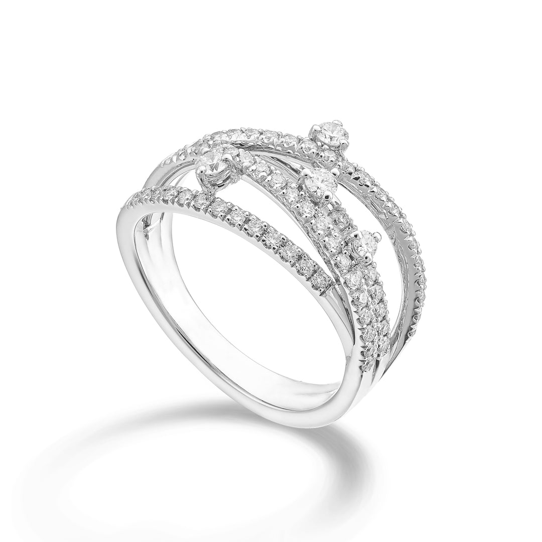 Golay diamond ring four rows and four tang stones AMF777DB-26019110236