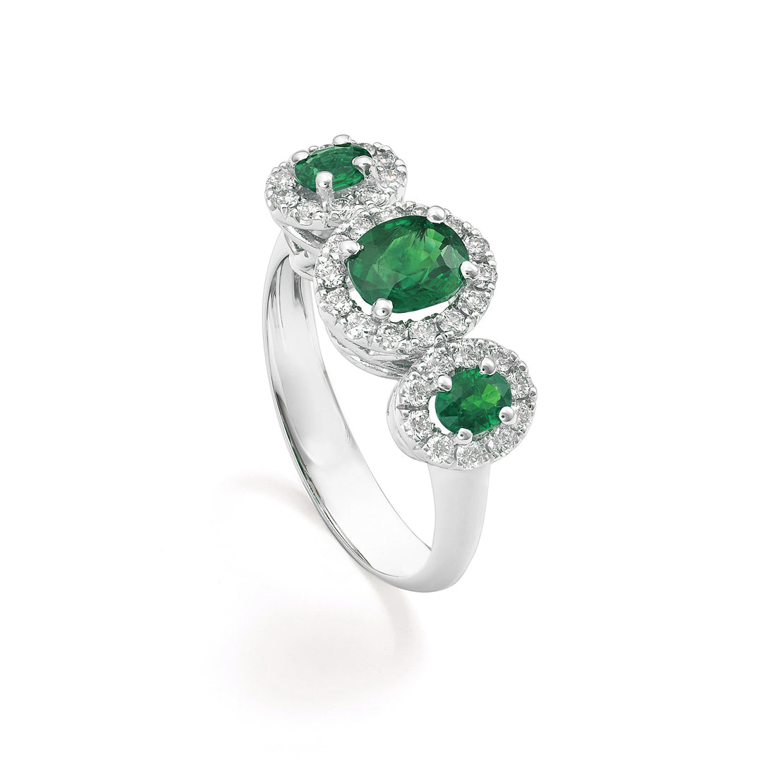 Golay emerald trilogy ring 4x3 cents 6x5 diamonds ACL3123DISM56-24180110025
