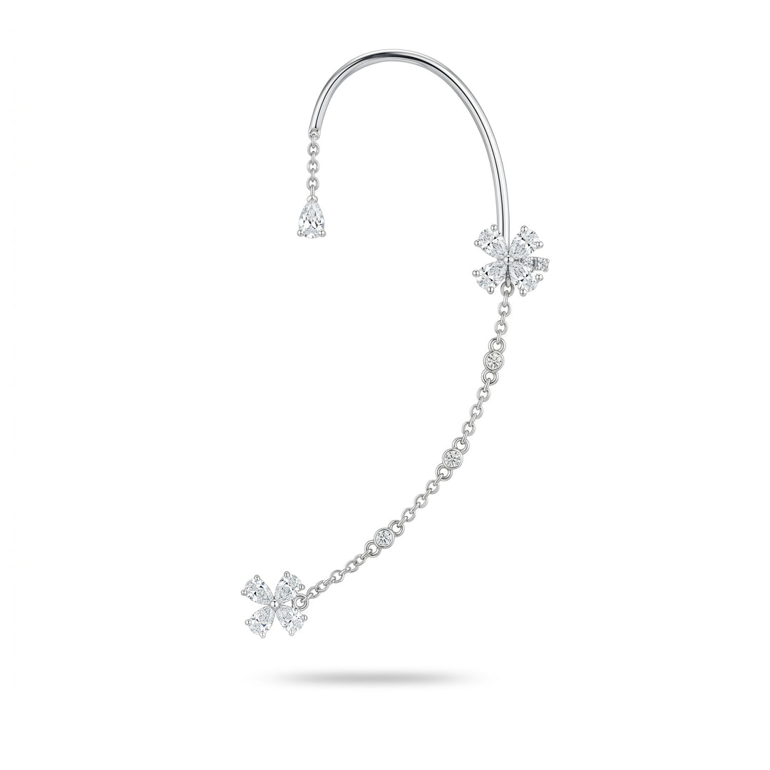 Golay ear cuff earring with flowers and left chain OEC874DBSX-26118110158