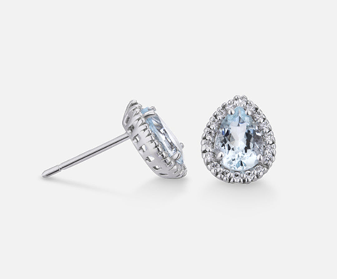 Mikiko or 18k aquamarine drop 7x5 ct.1.00 dia ct.0.18 MO5037O4AM