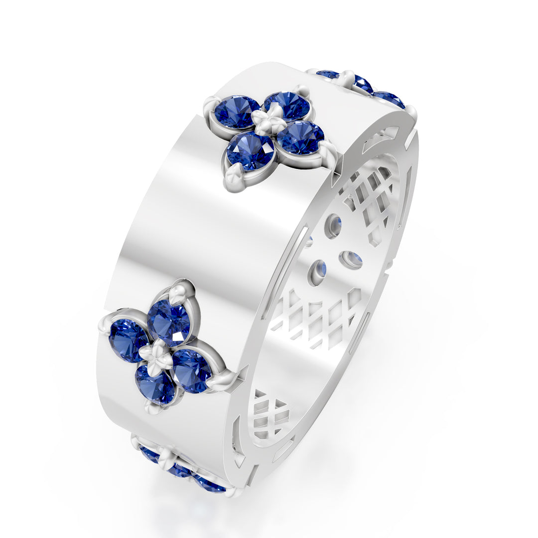 Golay simple white satin sapphire band ring AFFI01ZBSB