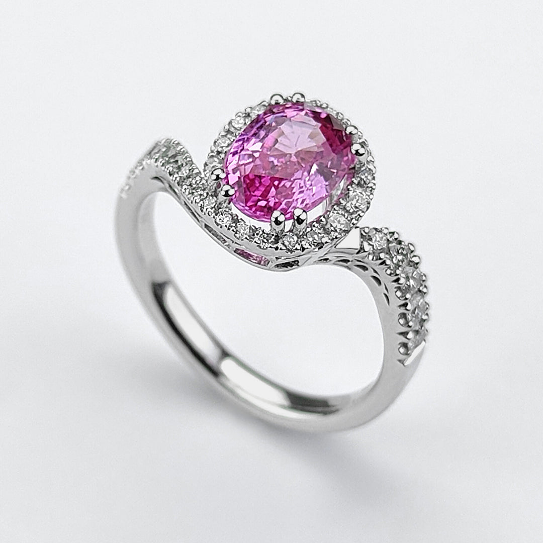 Golay ring z.pink oval 8x6 recessed shank and contour ACLCG435DIZP86-24085110049