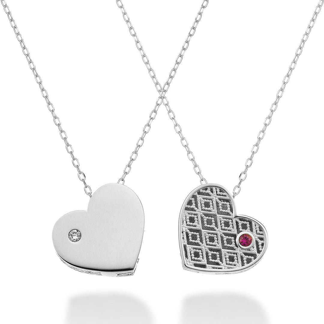 Mikiko cl 18k medium heart one side polished white gold diam. 0.01 ct ruby 0.01 ct MDCUOREMLO4