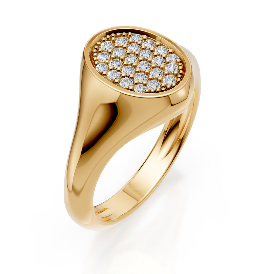 World Diamond Group oval pinky ring size 10 with diamonds yellow gold ACH002DIG-24071110004
