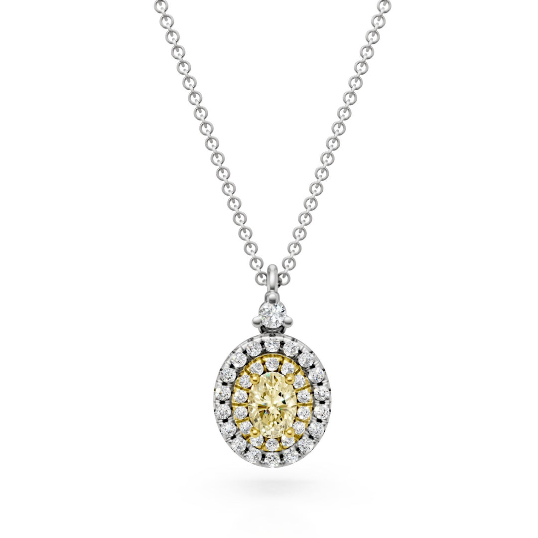 Golay fancy oval pendant necklace 6x5 double outline PCLC735DFY65GB-25213110017