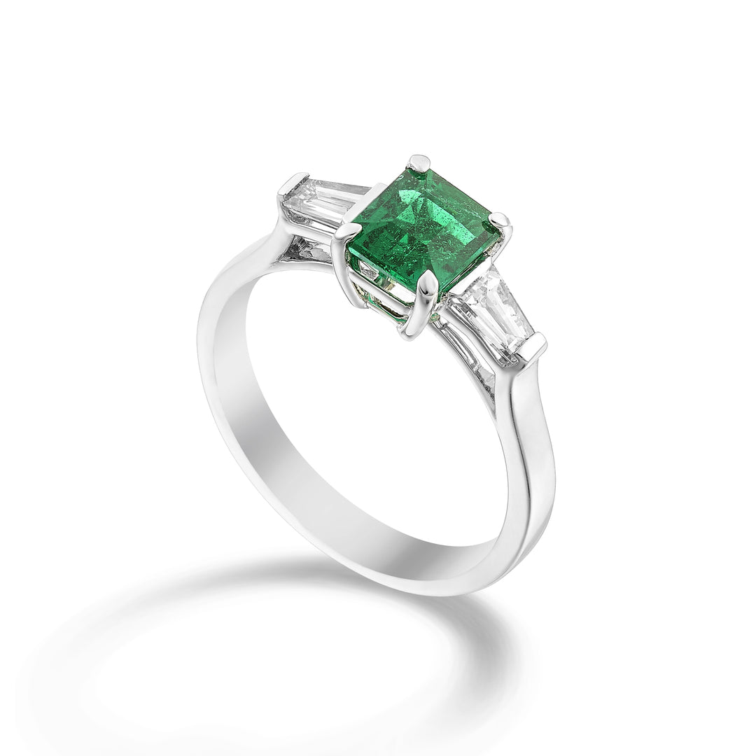 Golay octagonal emerald ring 7x6 and side tepper ACL458DSM76-24172110025