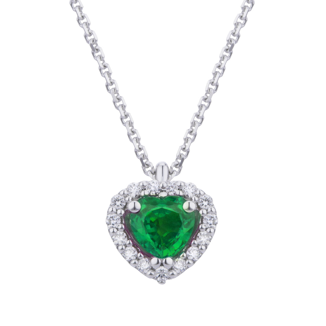 Golay 5x4 heart emerald necklace and diamond outline PCT003DISM2C-24346110064