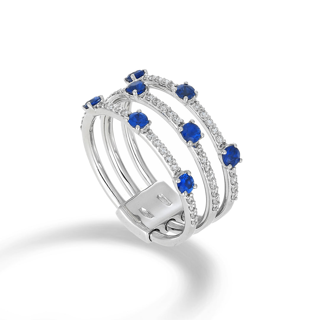 Golay multi-row ring three rows diamonds and sapphires ATM002DIZB-22096110078