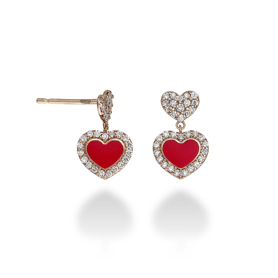 Nihama or 9k ct.0.32 red double enamel heart NO5058R3BR032
