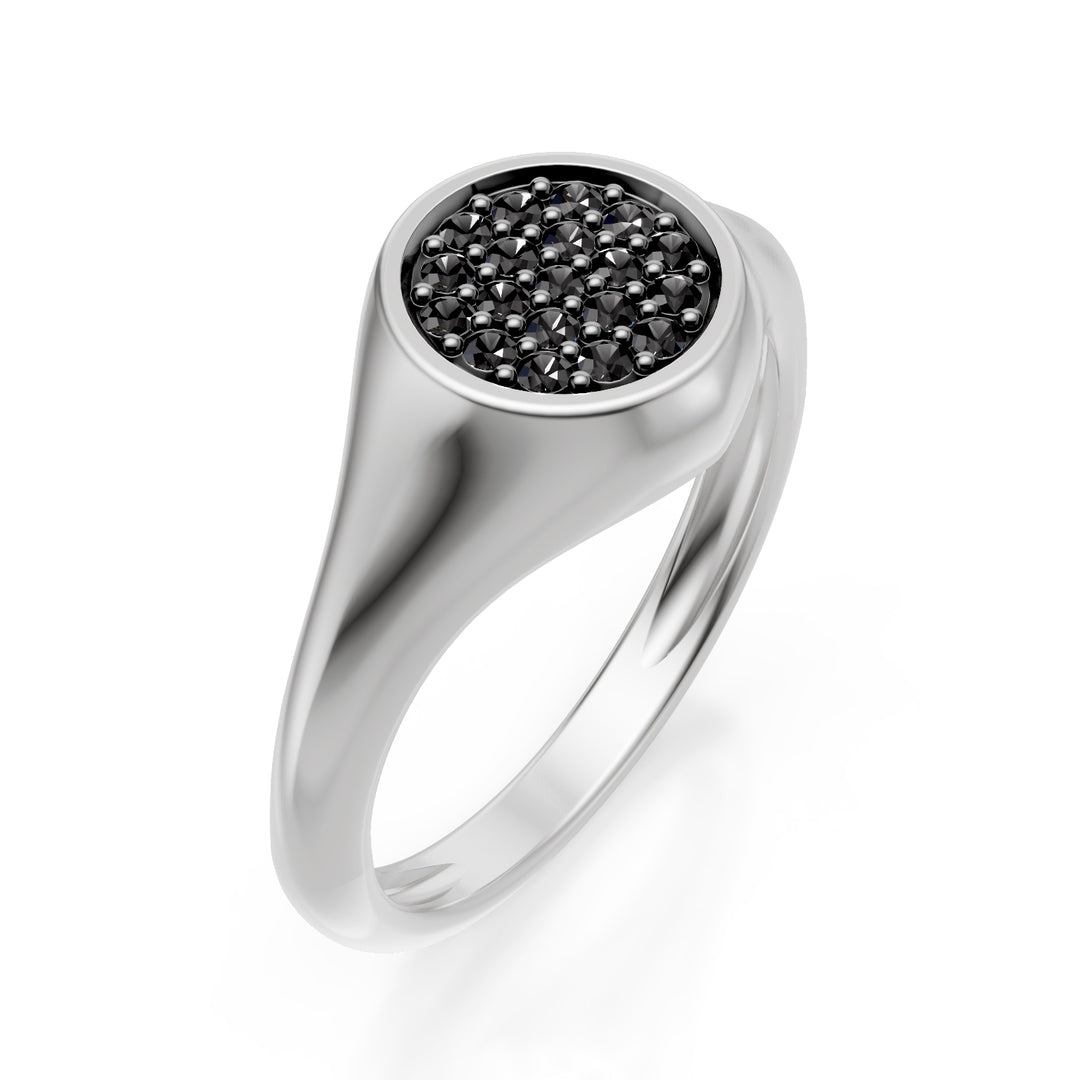 World Diamond Group round pinky ring size 10 with d.black white gold ACH001BKB