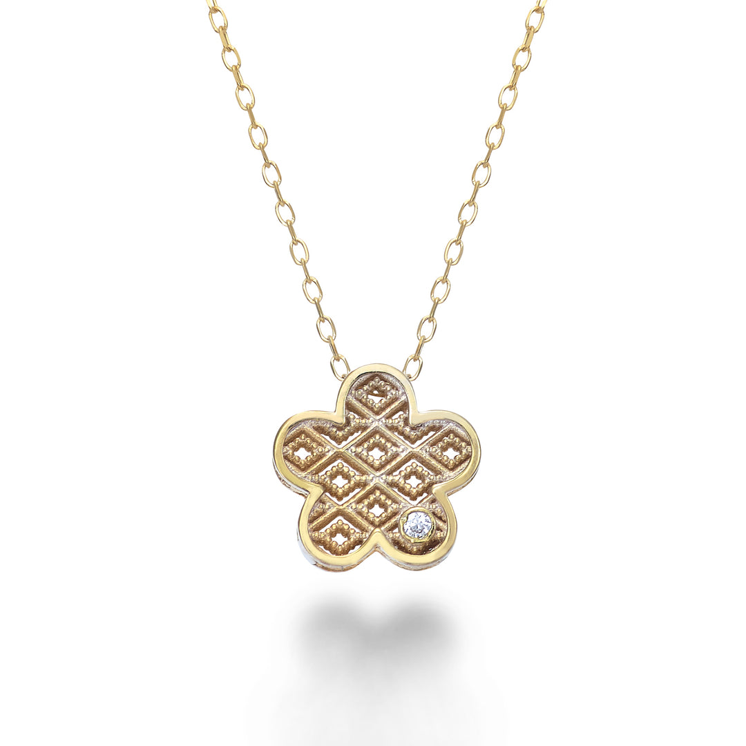 Nihama cl 18k yellow gold flower diam. ct.0,01 NDFIOREO1