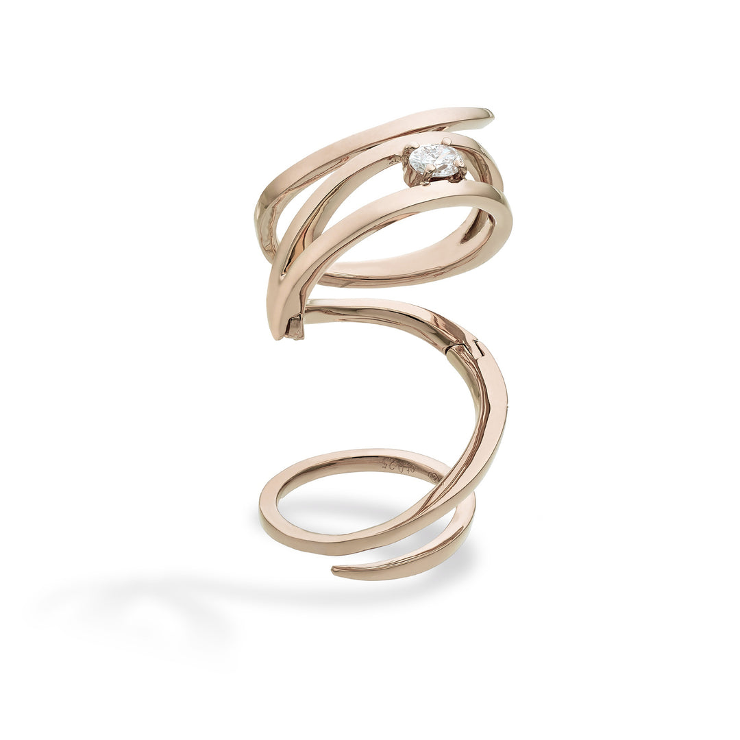 Golay single oval diamond snake ring, pink ASNAKE12DR-26022110174