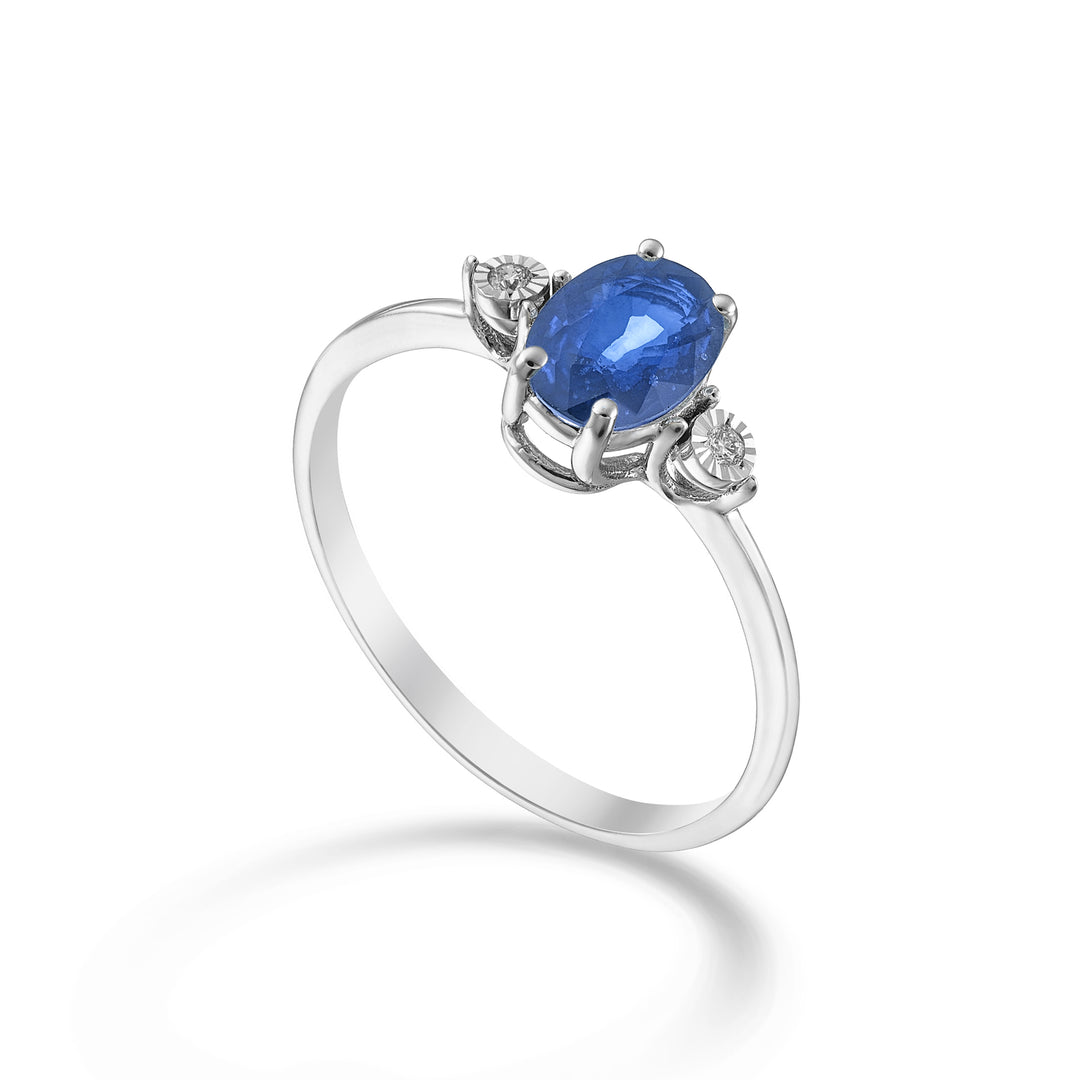 Nihama an 9k oval sapphire 7x5 and side diamonds NA5213R4ZFD