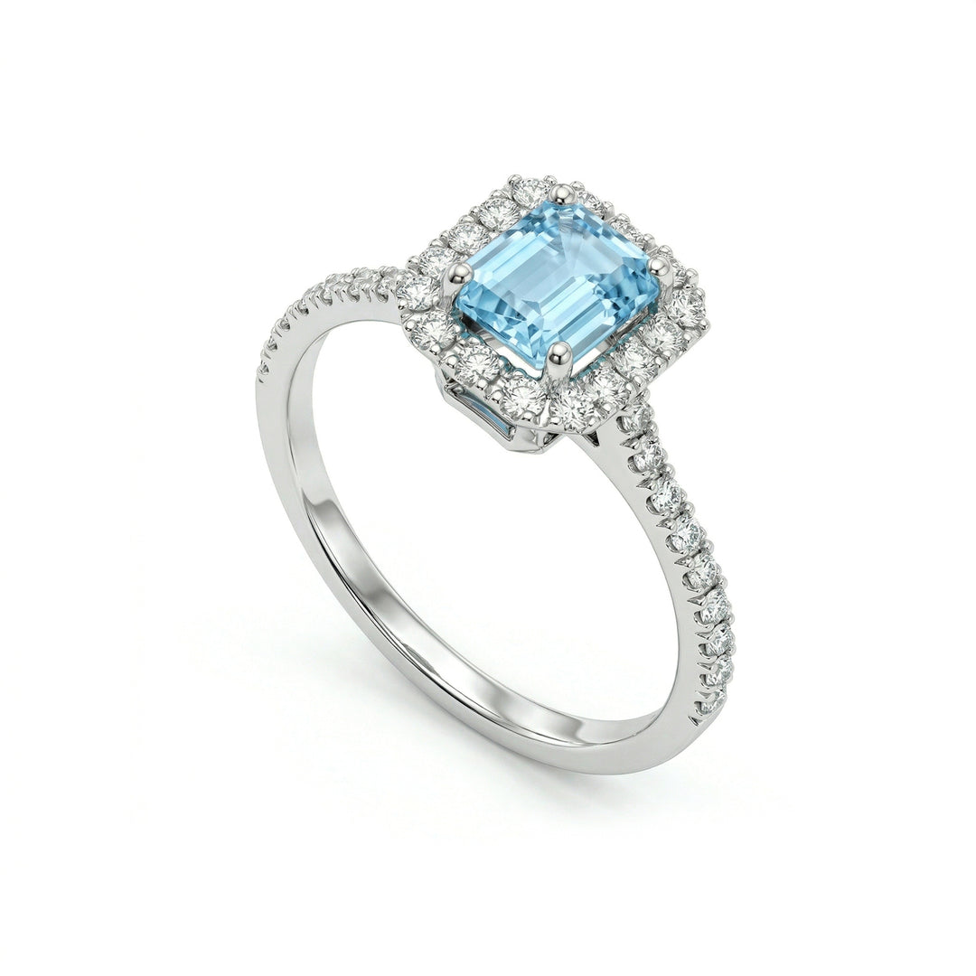 World Diamond Group 6x4 octagonal aquamarine and diamond ring ACLC072DIAQ2-23165110025