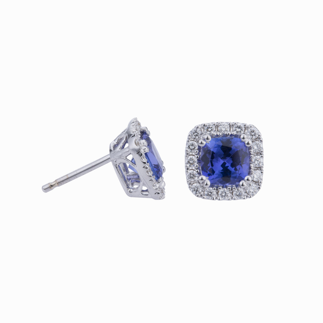 Golay 6x6 cushion cut tanzanite earrings and diamonds OCL076DITZ66-23193110116