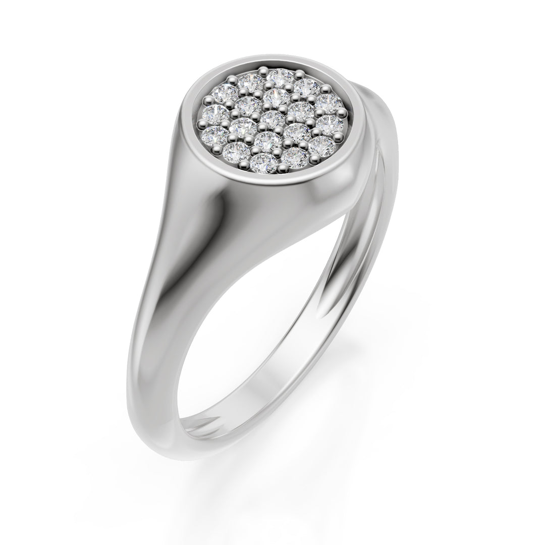 World Diamond Group round pinky ring size 10 with diamonds white gold ACH001DIB-24059110086