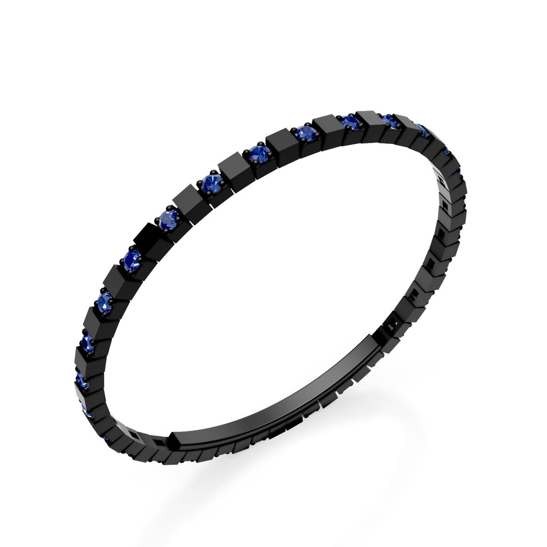 X-Diamond tennis bracelet in black titanium alternating sapphires with butterfly clasp, 18.5cm, second size LXDBRT012ALZANE-185