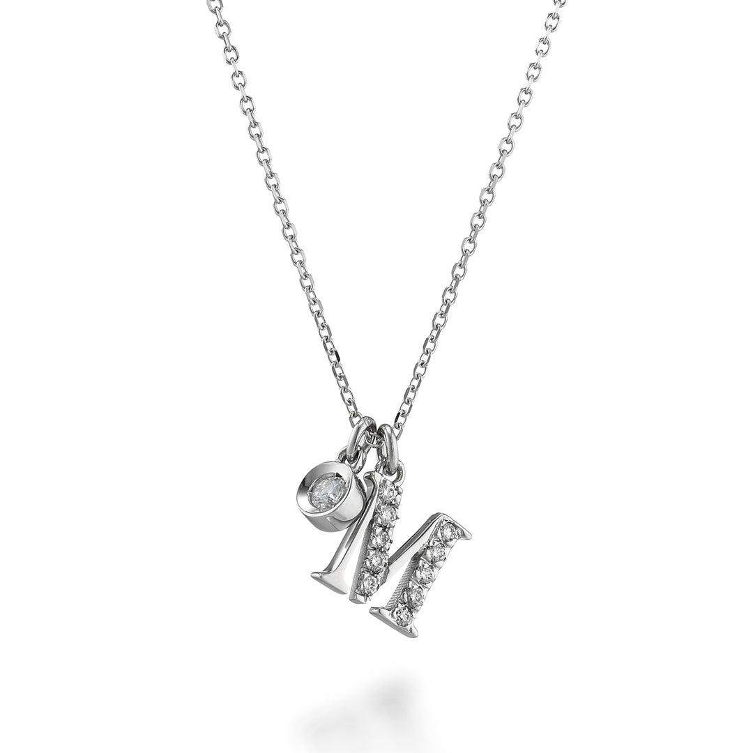 Golay cl 9k letter m white gold diam. ct.0,08 GPLMDR4