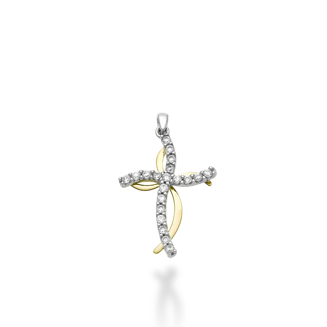 Nihama pe 18k 0.18 ct white/yellow gold cross 1.9 cm NP5012O7BR018