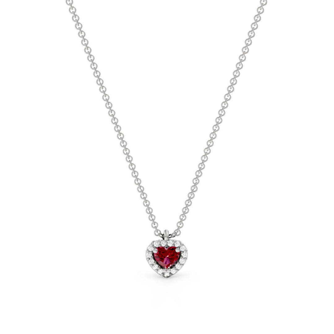 Golay necklace with central ruby heart with outline PCT003DIRU1C-24281110041