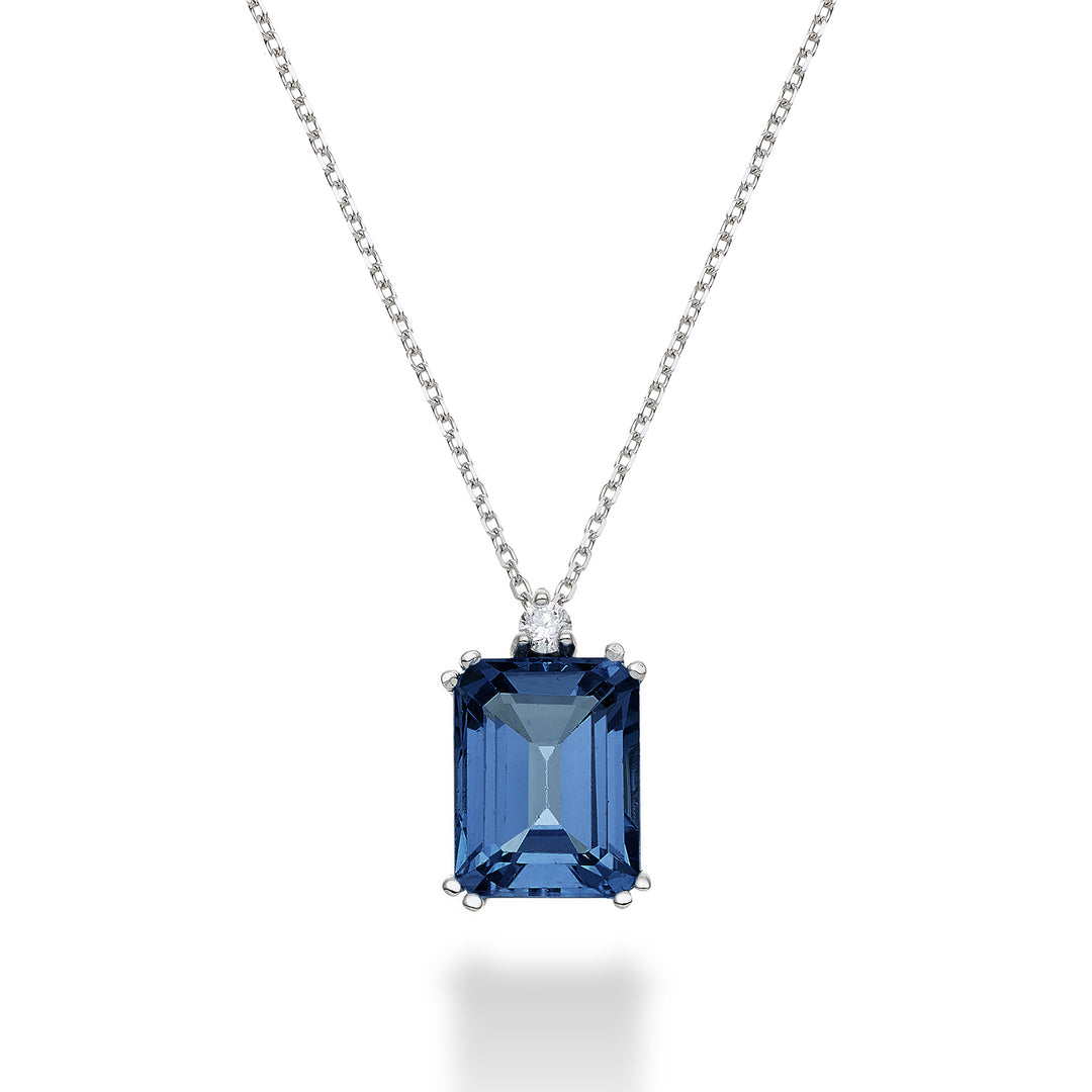 Mikiko cl 18k octagonal London blue topaz 7x9 ct.2.65 diam. ct.0,04 MPCL090DITPBL4O4