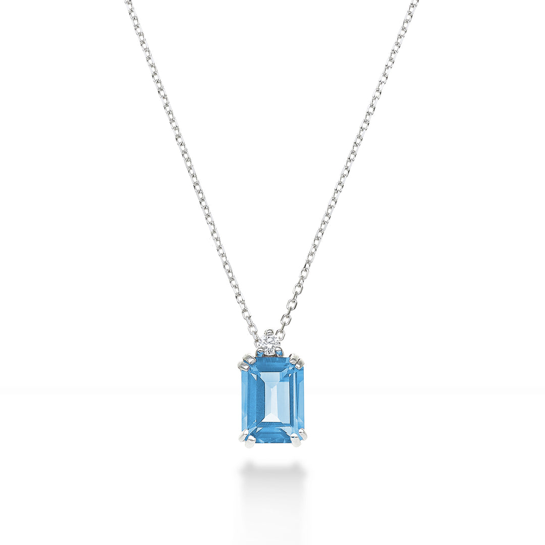 Mikiko cl 18k octagonal blue topaz 7x5 ct.1,20 diam. ct.0,025 MPCL090DITPAZ2O4
