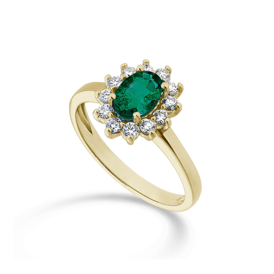 Nihama an 18k emerald n. oval 7x5 ct.0.69 diam. 0.30 ct yellow gold NA5094O1SMN069