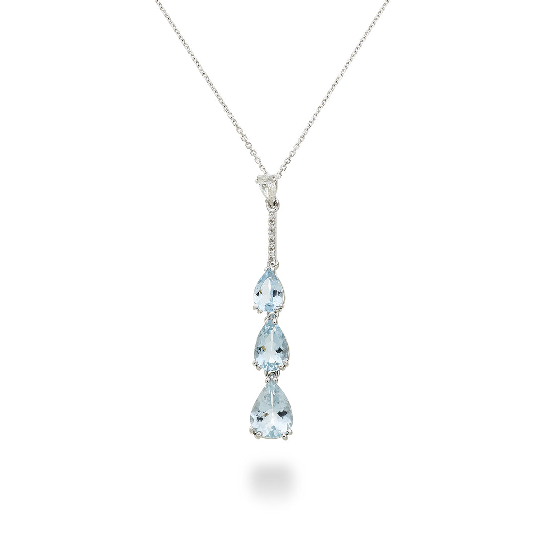 Golay necklace pendant aquamarine drop scalars and bars PCL196DAQP68-23193110026