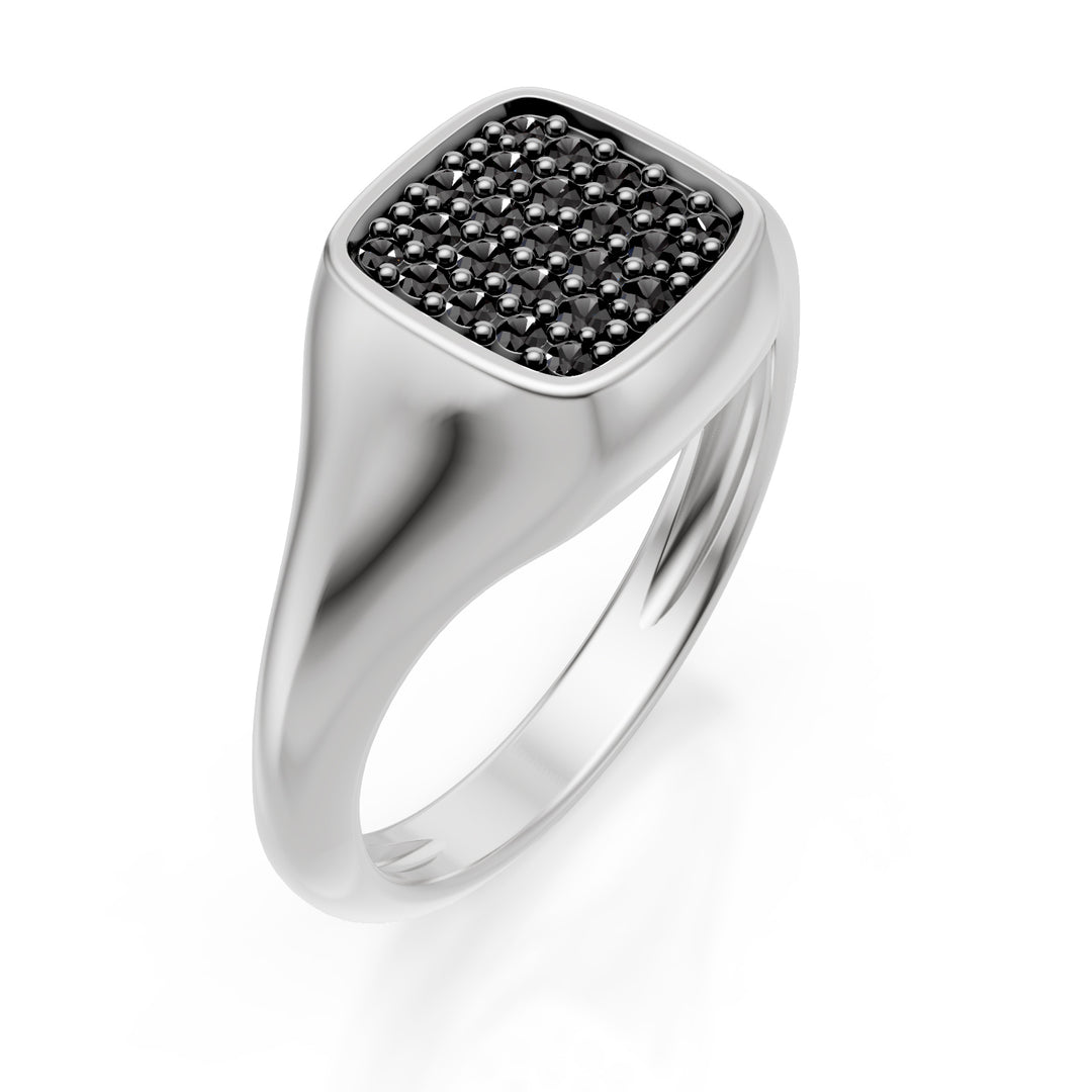 World Diamond Group square pinky ring size 10, d.black white gold ACH003BKB
