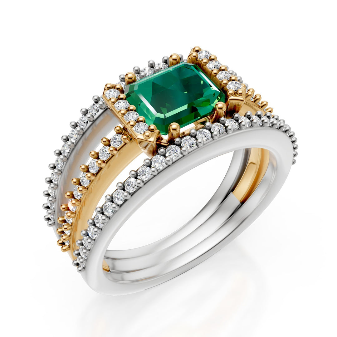 Golay ring band three rows pave&