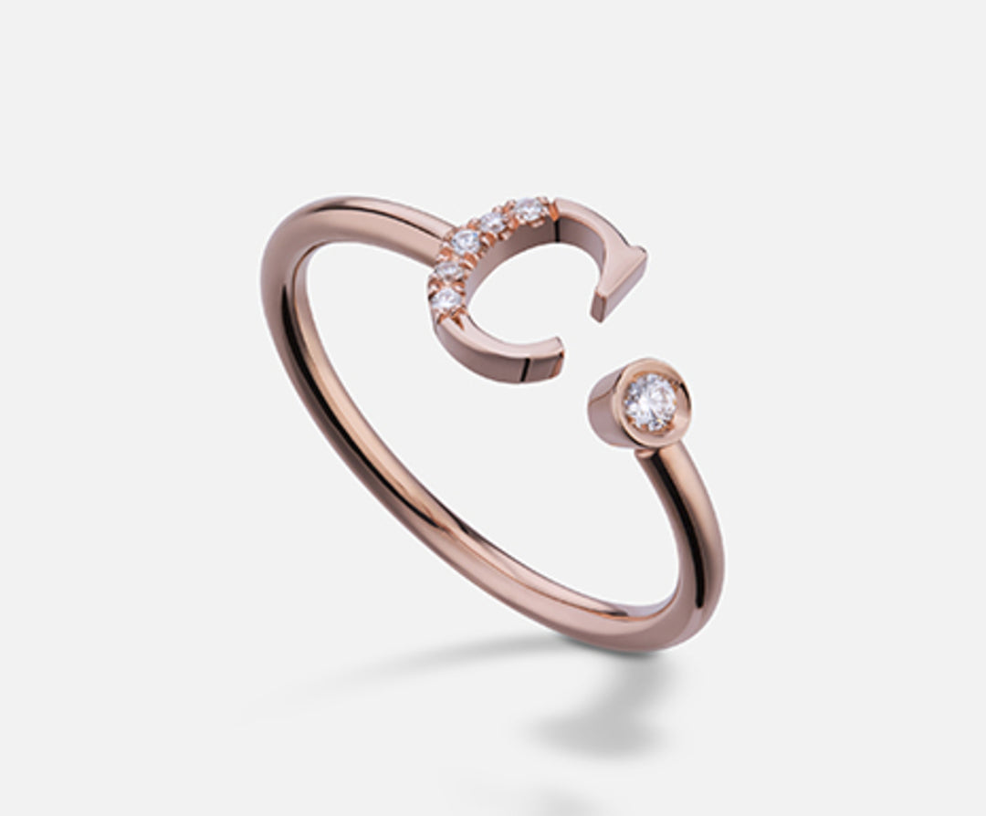 Golay an 9k letter c big rose gold diam. ct.0.06 GAFCD2R3