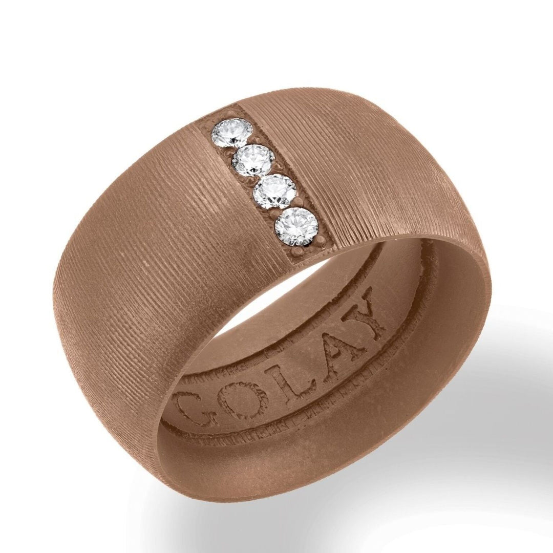Golay band ring in brown titanium fabric texture, size 14, with internal spring for reduction GAN028DIMATX-14